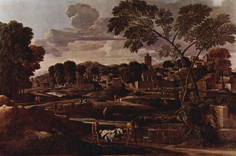 Nicolas Poussin Landschaft mit dem Begrabnis des Phokos Norge oil painting art